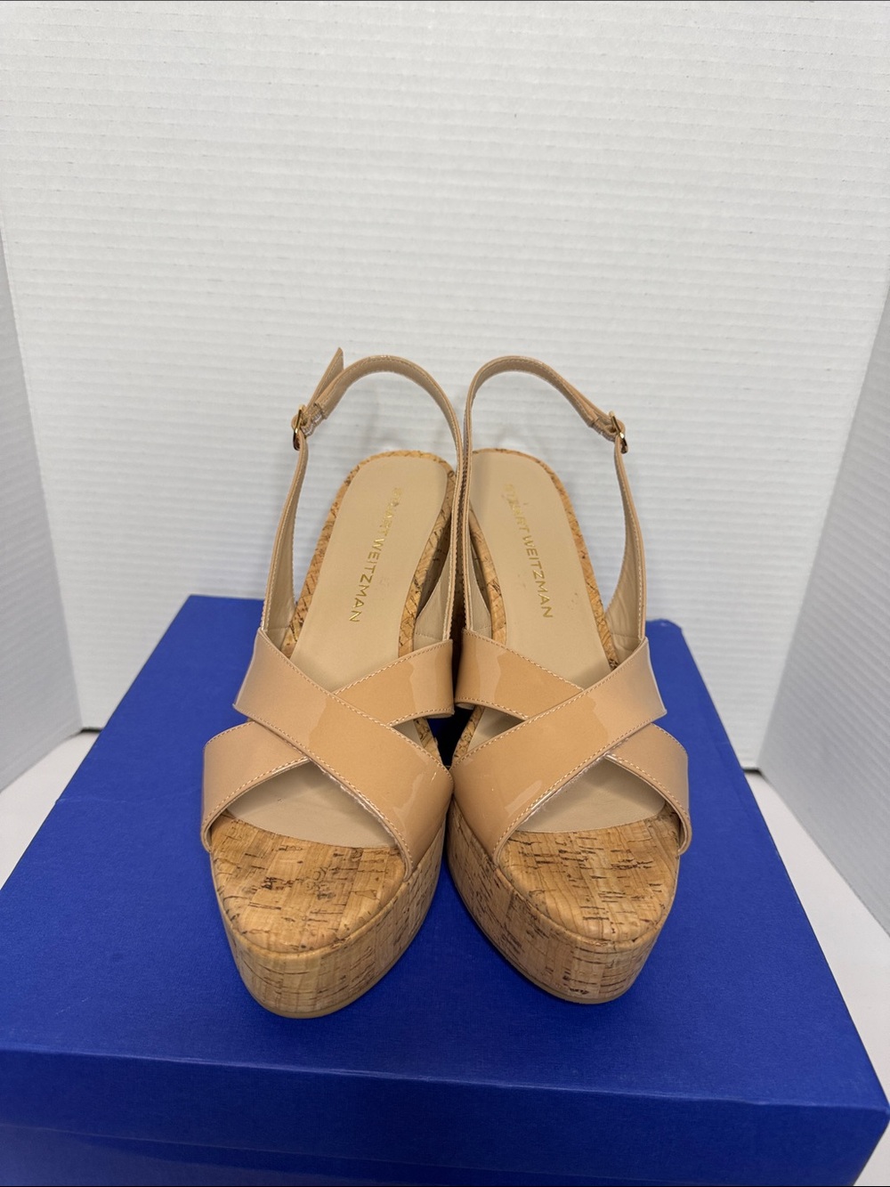Stuart Weitzman Tan Cork Wedge Slingback Sandals - Women - Picture 2 of 7